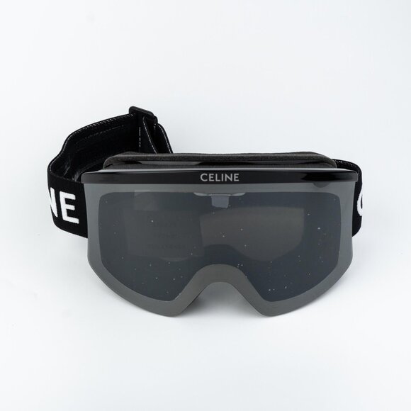 Celine CL40302U SKI MASK Women 01C Shiny Black Smoke Mirror NEW AUTHENTIC - Picture 2 of 12